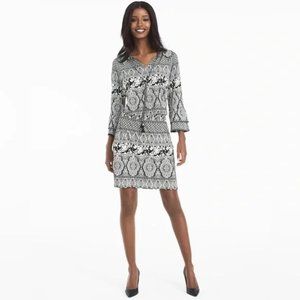 White House Black Market Medallion Print Blouson Dress SZ 10